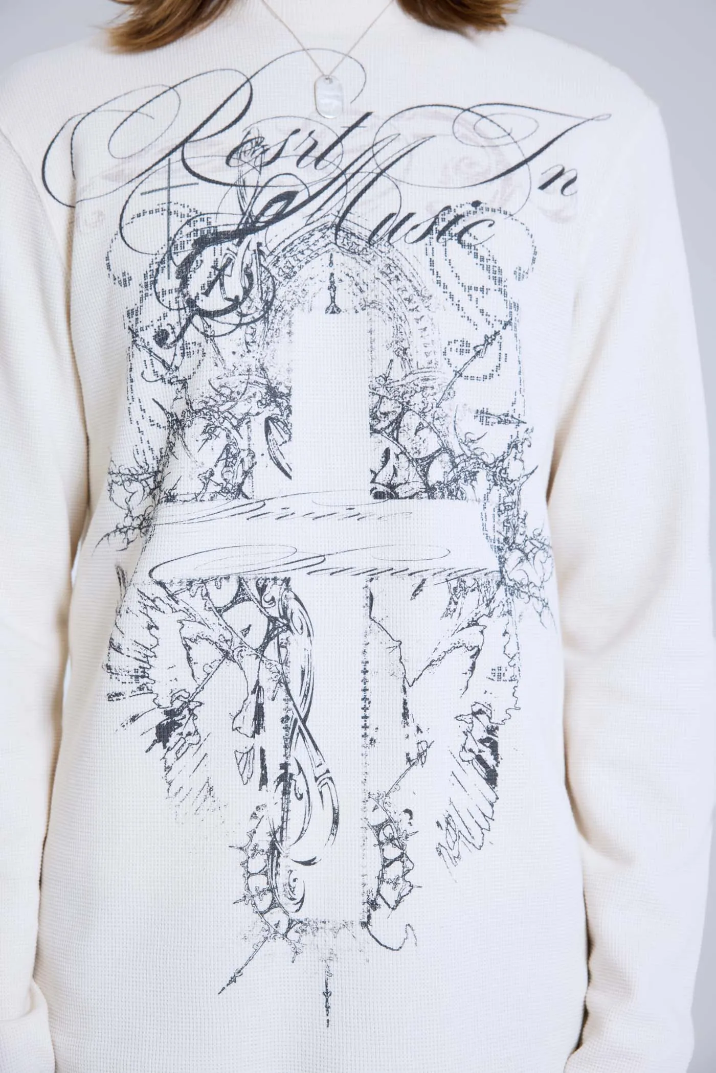 Rest In Music Waffle Long Sleeve Top sold by Jaded London product image thumbnail 5