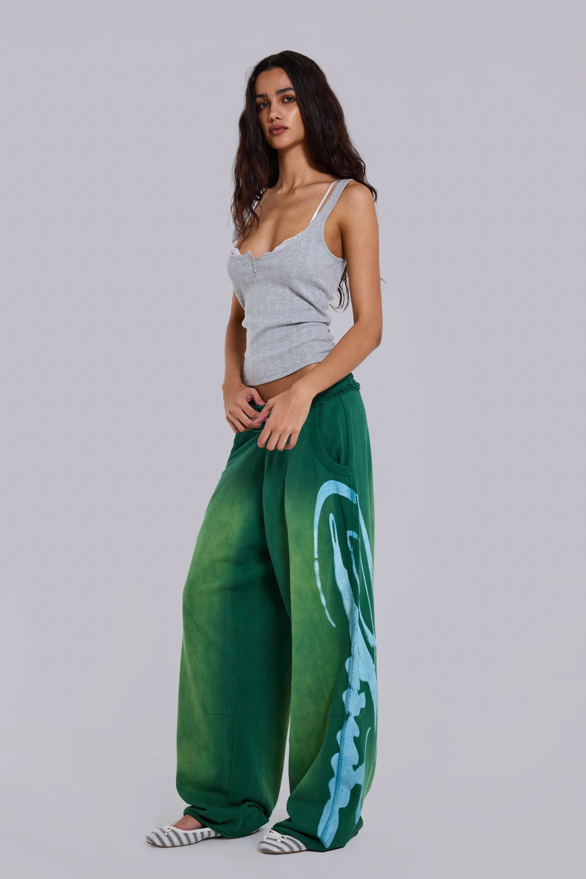 Divine Airbrush Green Monster Joggers sold by Jaded London