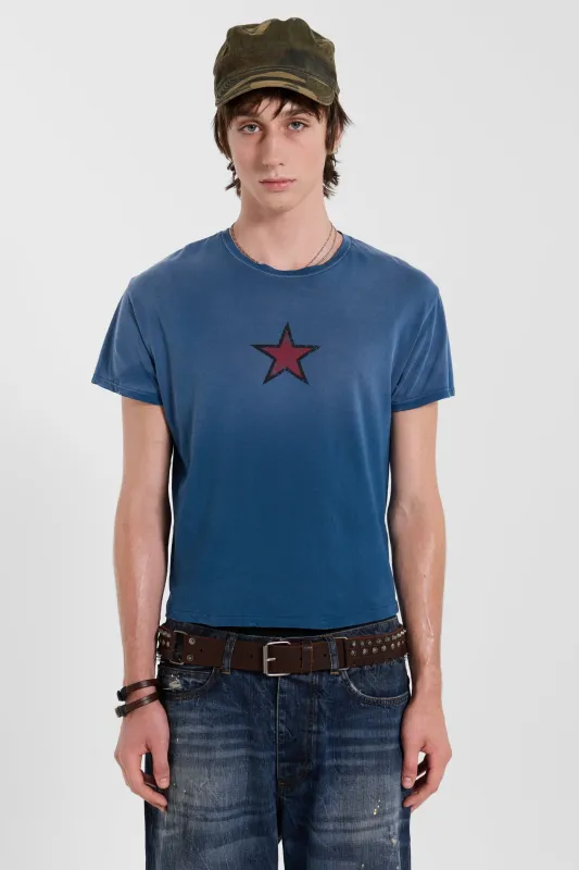 Navy Star Sun Faded T-Shirt made by Jaded London