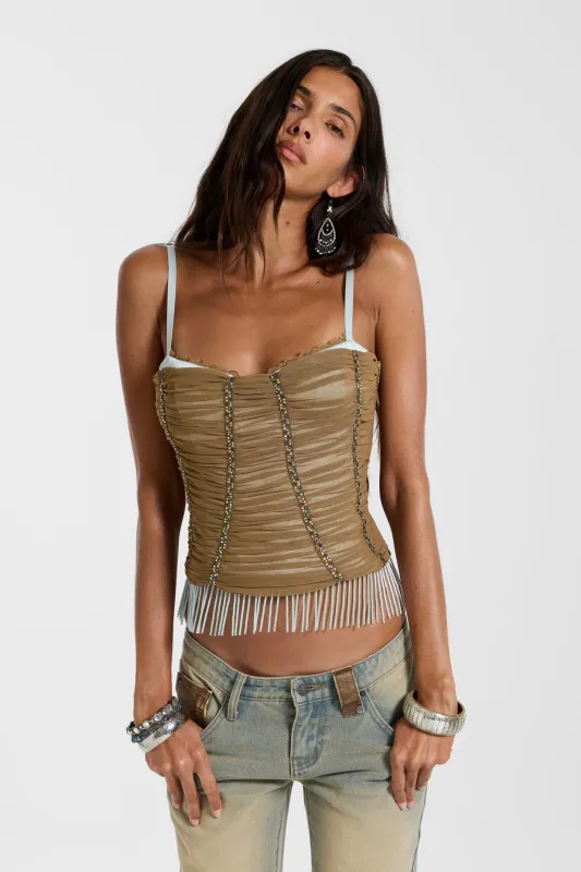 Cherrie Embellished Corset Top made by Jaded London