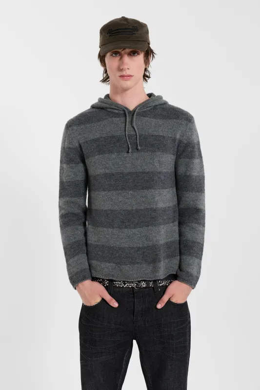 Dornan Striped Knit Hoodie made by Jaded London