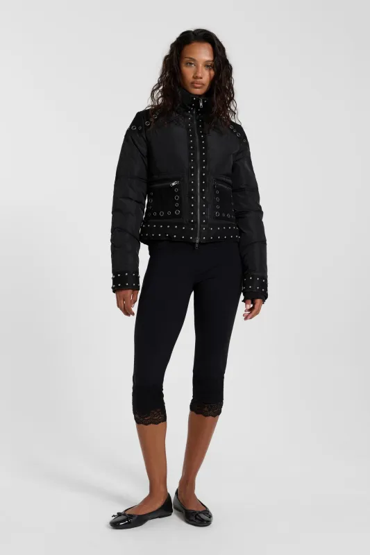 Stormie Studded Fitted Puffer Jacket made by Jaded London