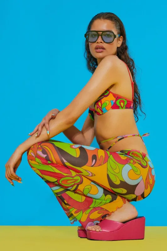 Geometric Summer Print Slight Flared Leg Beach Trousers sold by Jaded London