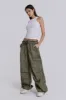 Khaki Oil Wash Parachute Pants sold by Jaded London