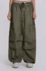 Khaki Oil Wash Parachute Pants sold by Jaded London