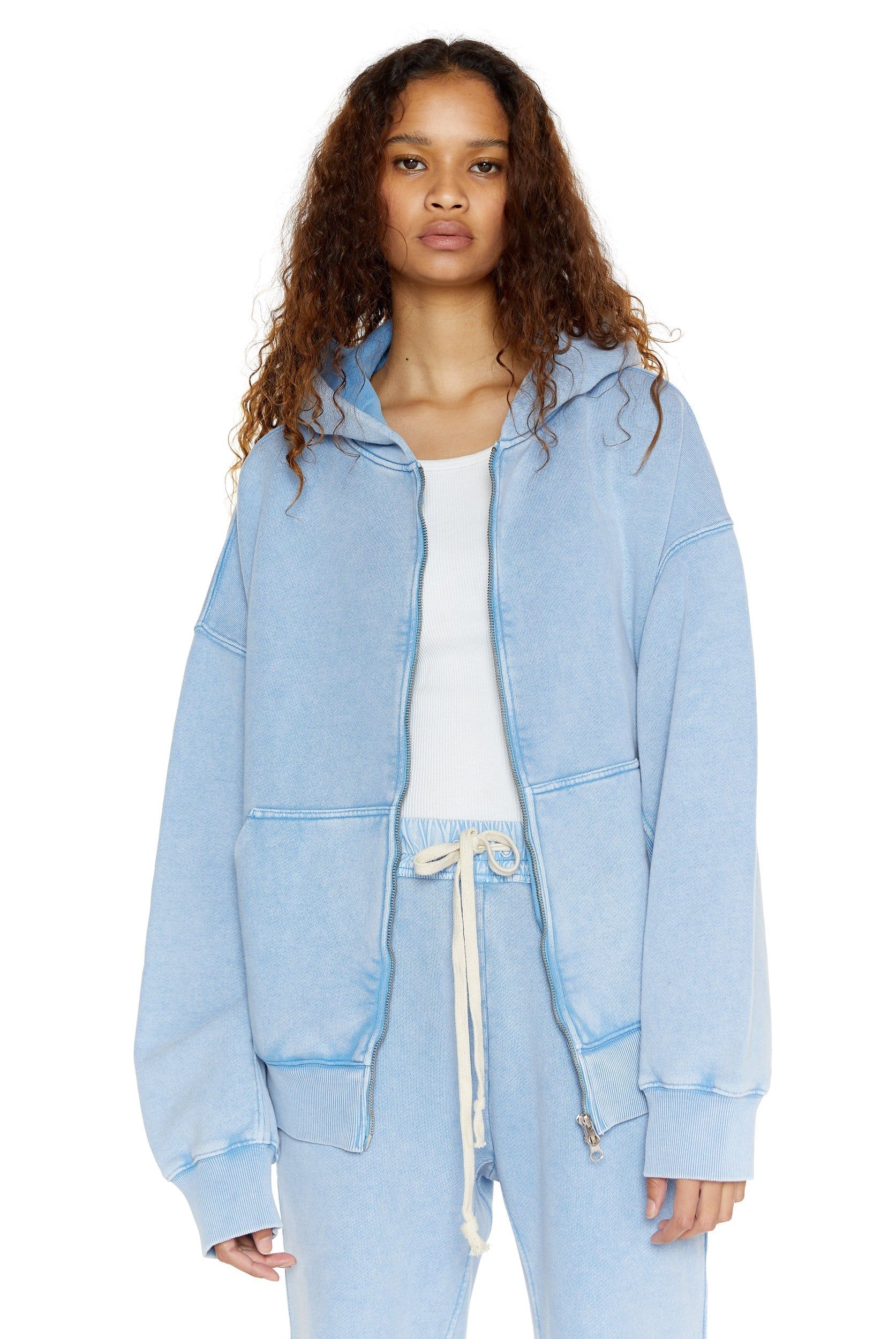 NTRLS Powder Blue Oversized Zip Through Hoodie sold by Jaded London product image thumbnail 5
