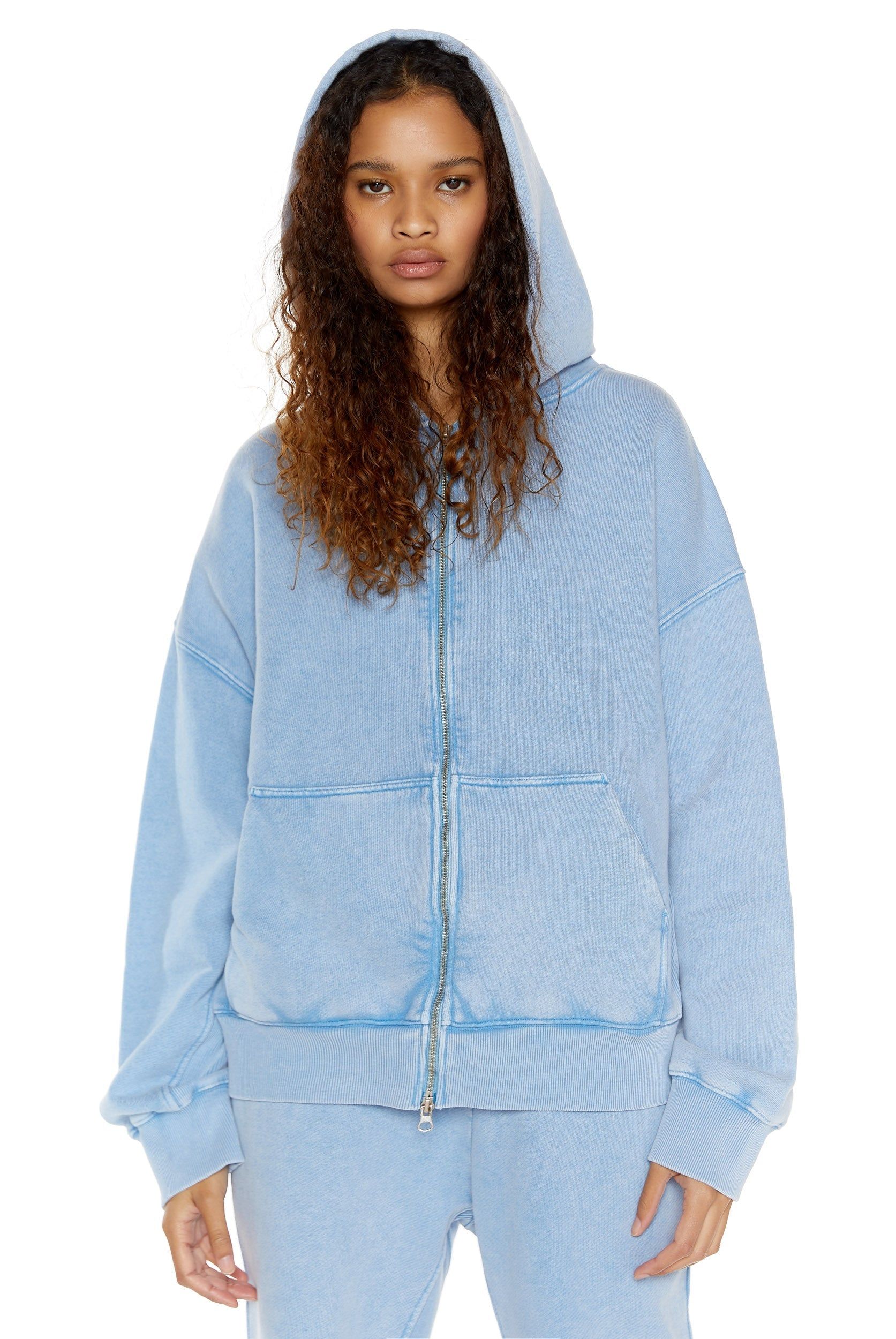 NTRLS Powder Blue Oversized Zip Through Hoodie sold by Jaded London product image thumbnail 3