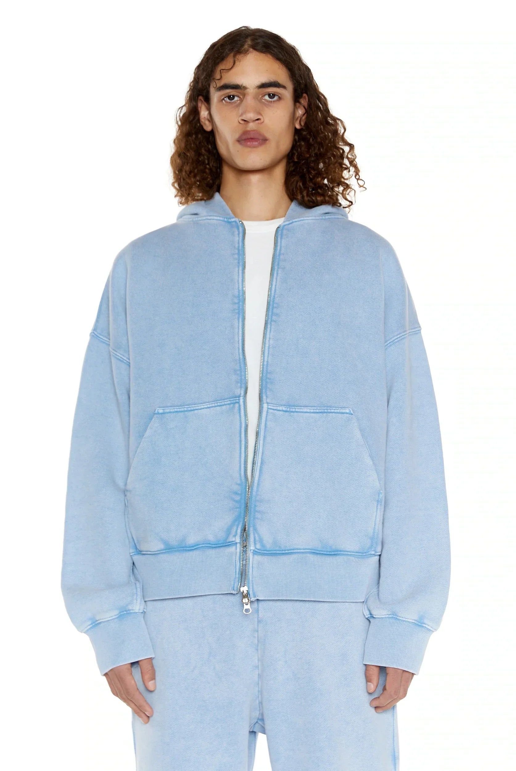 NTRLS Powder Blue Oversized Zip Through Hoodie sold by Jaded London
