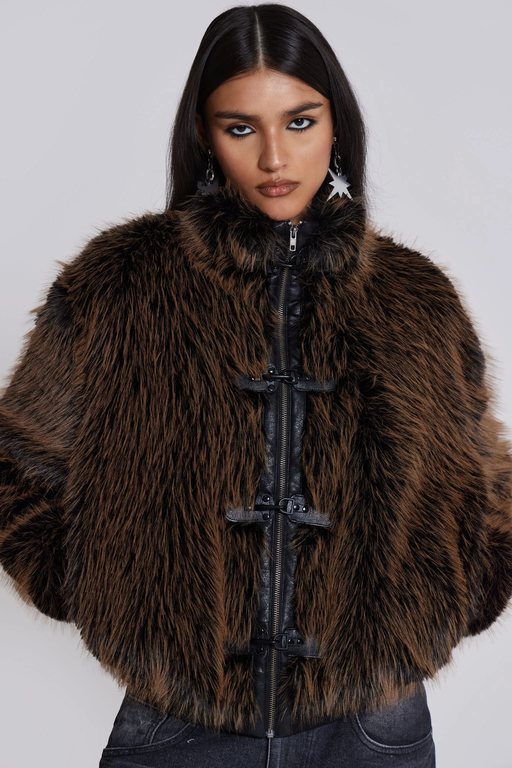 ★MARDI MERCREDI★FAUX FUR CROPPED JACKET_BROWN★ ☆MARDI MERCREDI☆FAUX FUR CROPPED JACKET_BROWN☆