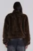 Brown Mendoza Faux Fur Jacket sold by Jaded London