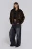 Brown Mendoza Faux Fur Jacket sold by Jaded London