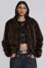 Brown Mendoza Faux Fur Jacket sold by Jaded London