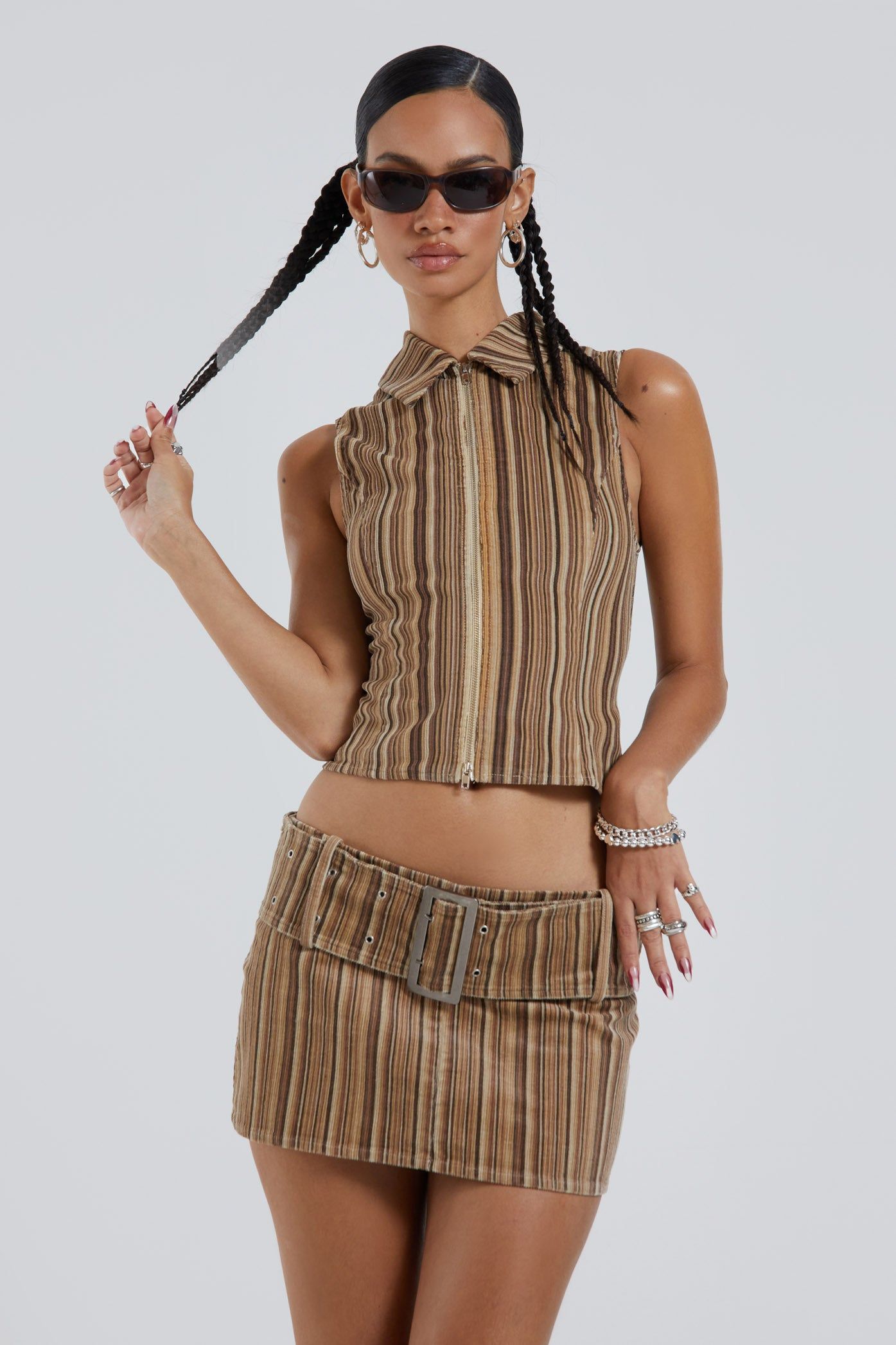 Bowery Stripe Cord Micro Mini Skirt sold by Jaded London product image thumbnail 5