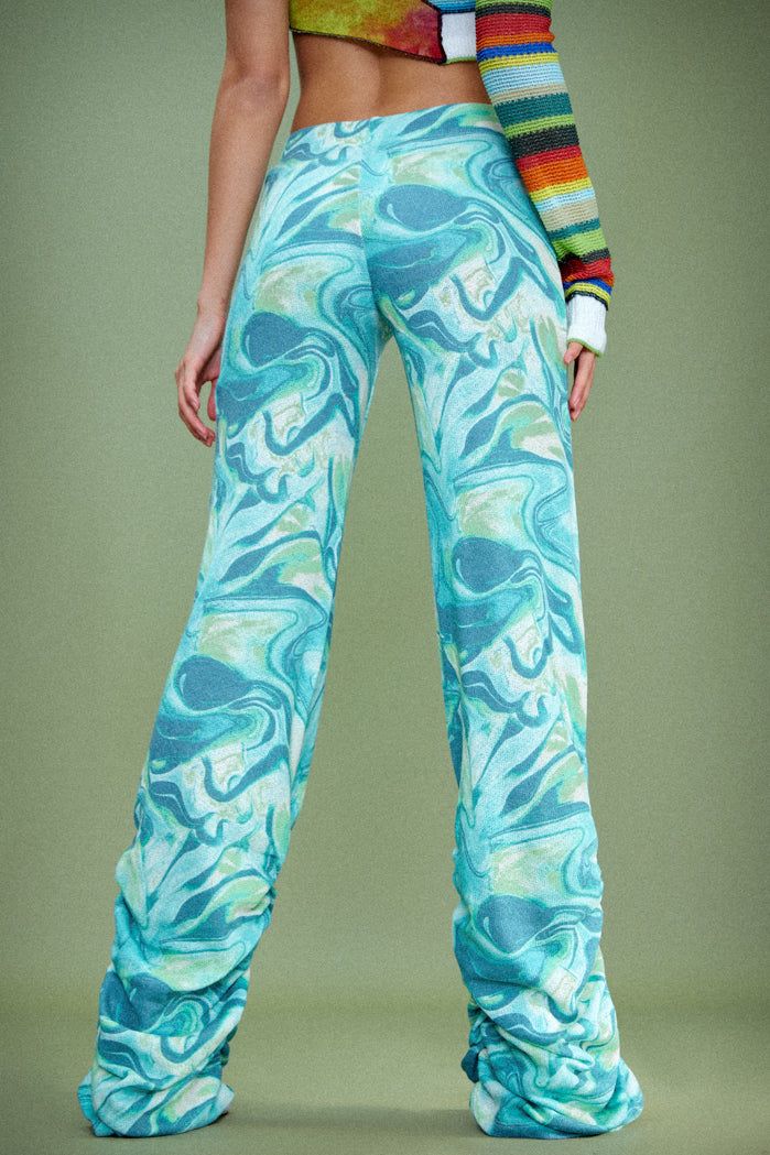 Lime Tie Dye Print Ruched Hem Printed Knit Joggers sold by Jaded London product image thumbnail 2