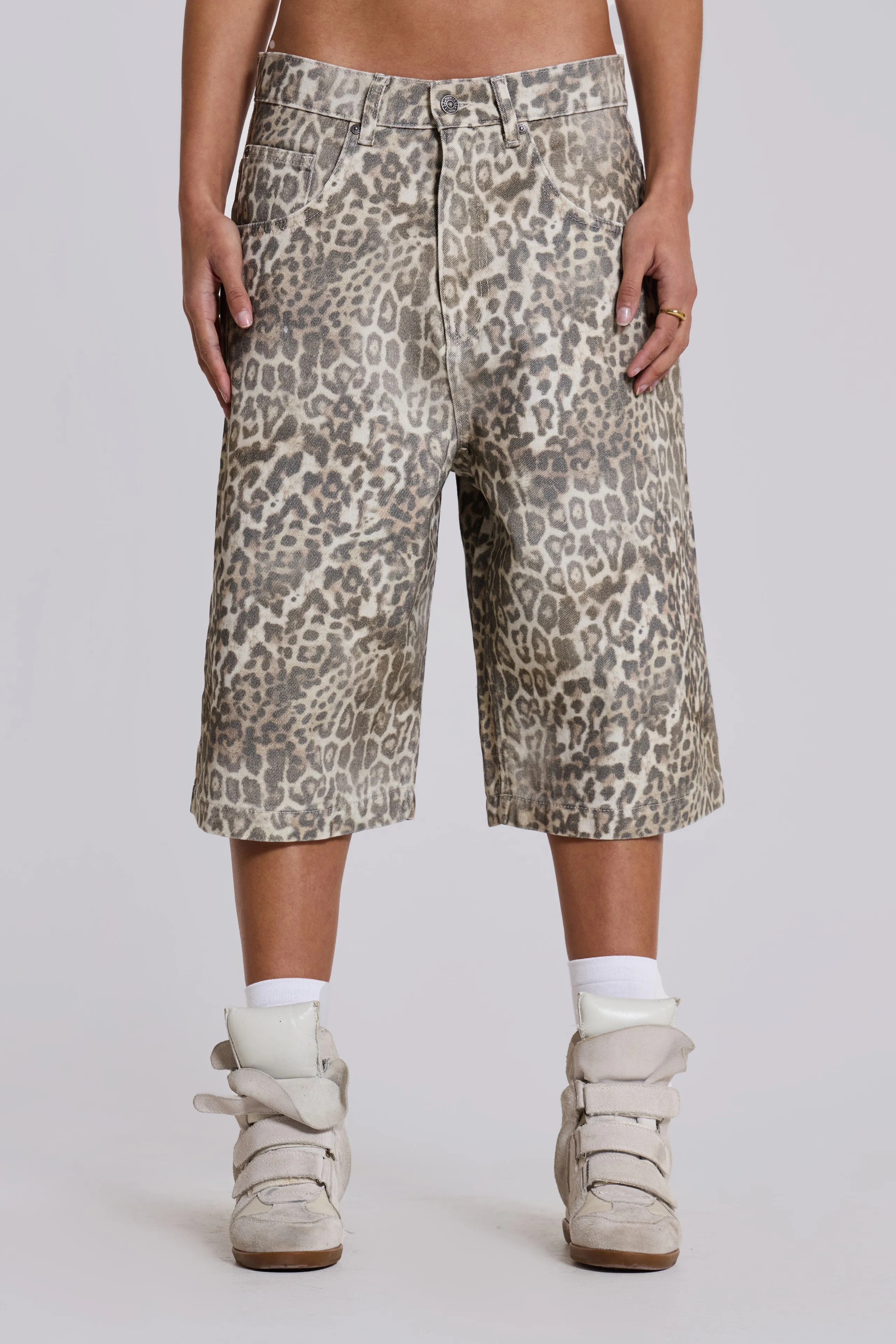 Leopard Fade Colossus Jorts sold by Jaded London product image thumbnail 2