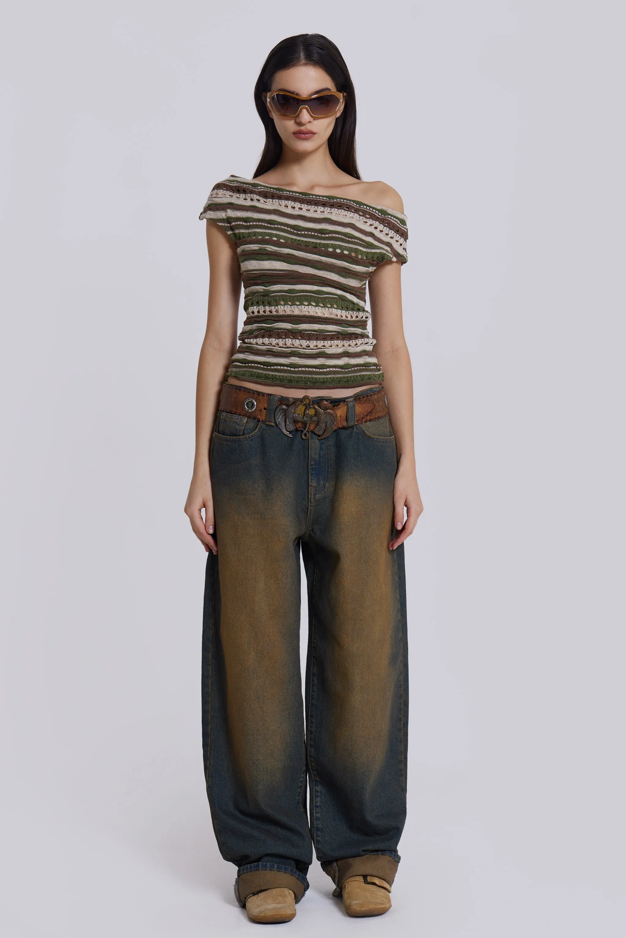 Sonic Jeans in Dirty Wash sold by Jaded London