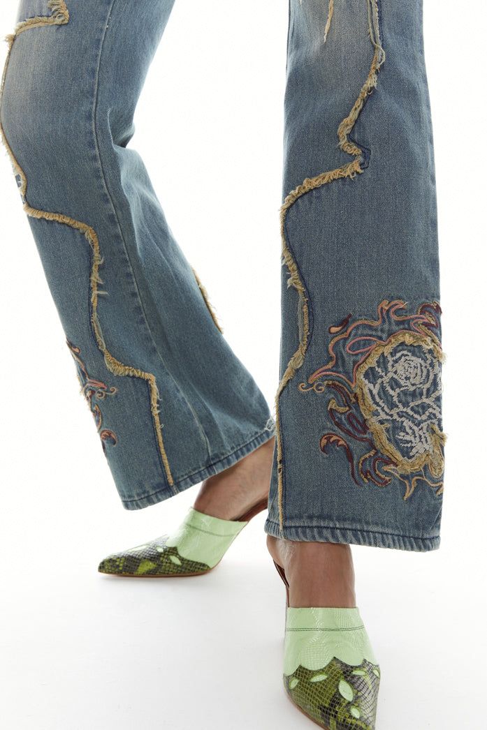 Petite Crimson Rose Embroidered Jeans sold by Jaded London product image thumbnail 3