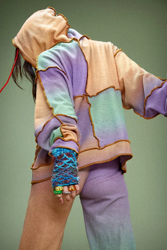 Ombre Mix Patchwork Printed Knit Hoodie sold by Jaded London product image thumbnail 2