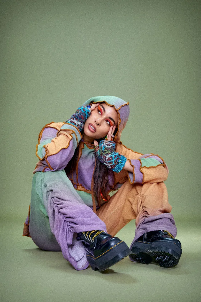 Ombre Mix Patchwork Printed Knit Hoodie sold by Jaded London product image thumbnail 3