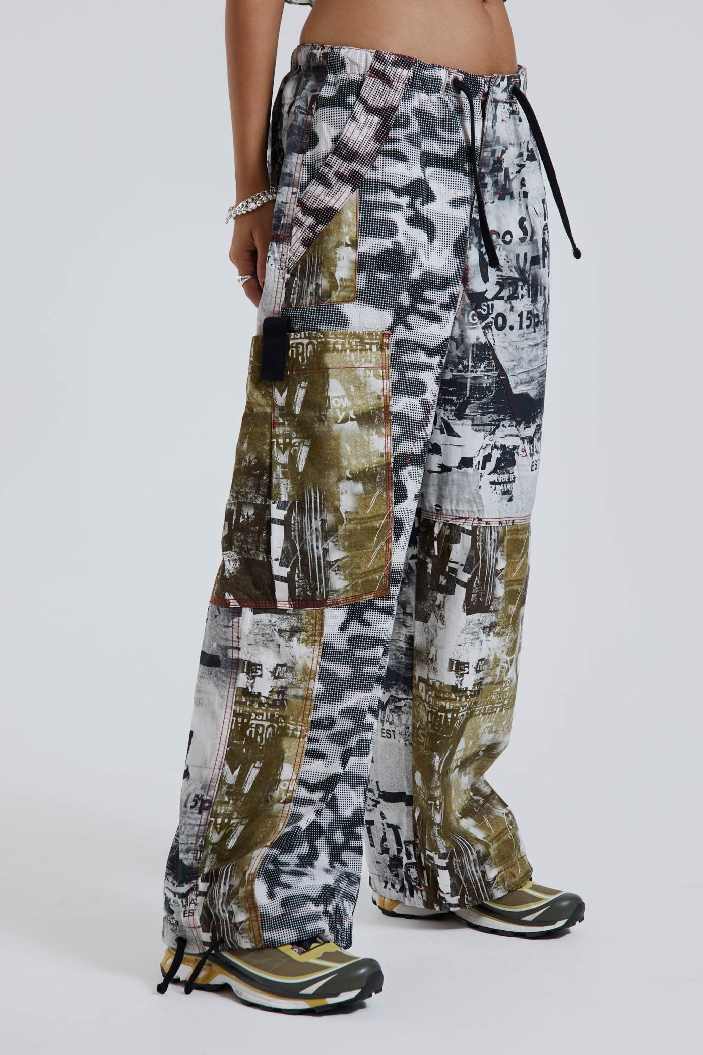 Grunge Camo Parachute Cargo Pants sold by Jaded London product image thumbnail 2