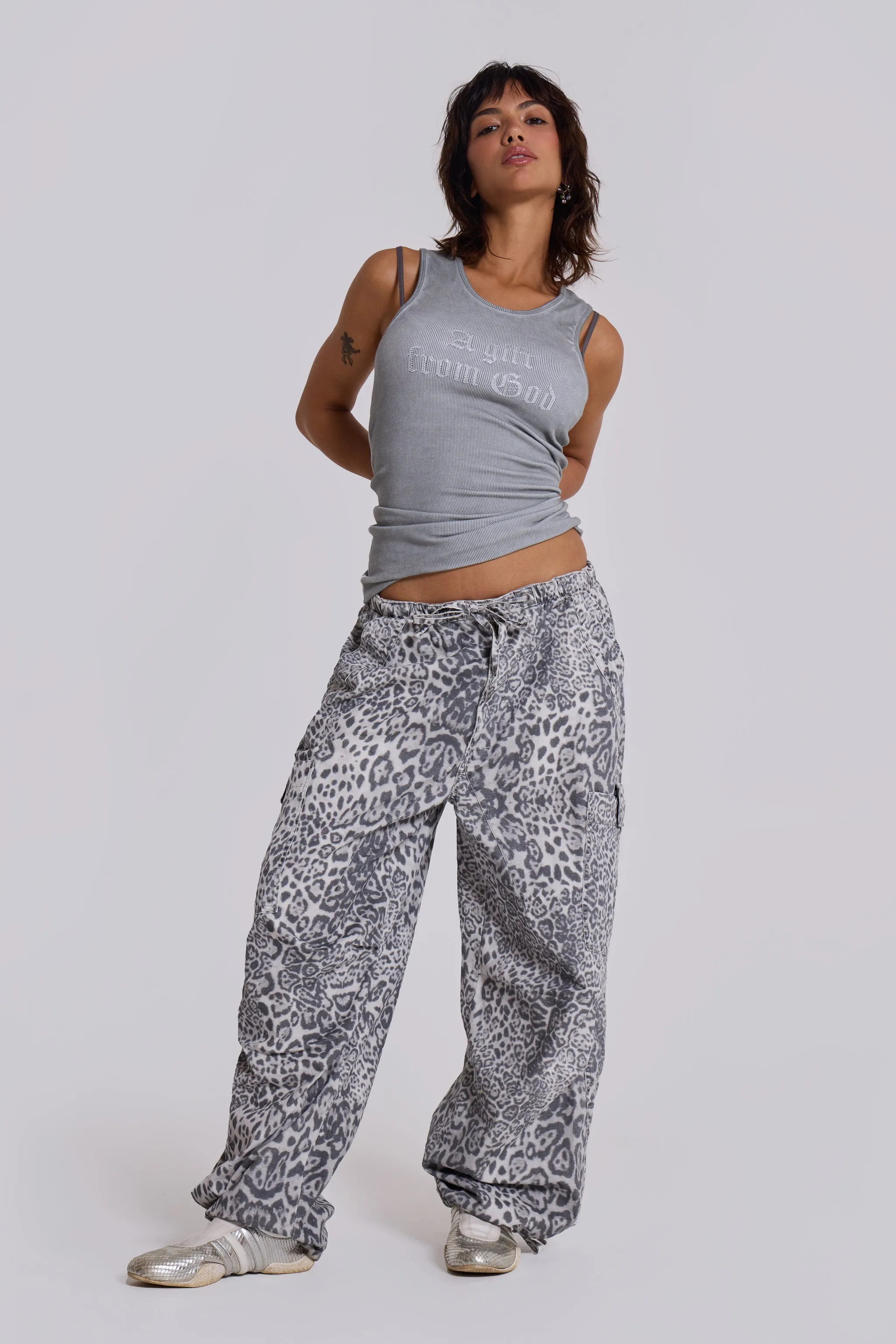 パンツ Jaded London Leopard Parachute Pants Charcoal Leopard Parachute Pants | Jaded London | Clothing