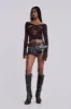 Bianca Macrame Off Shoulder Mesh Top sold by Jaded London