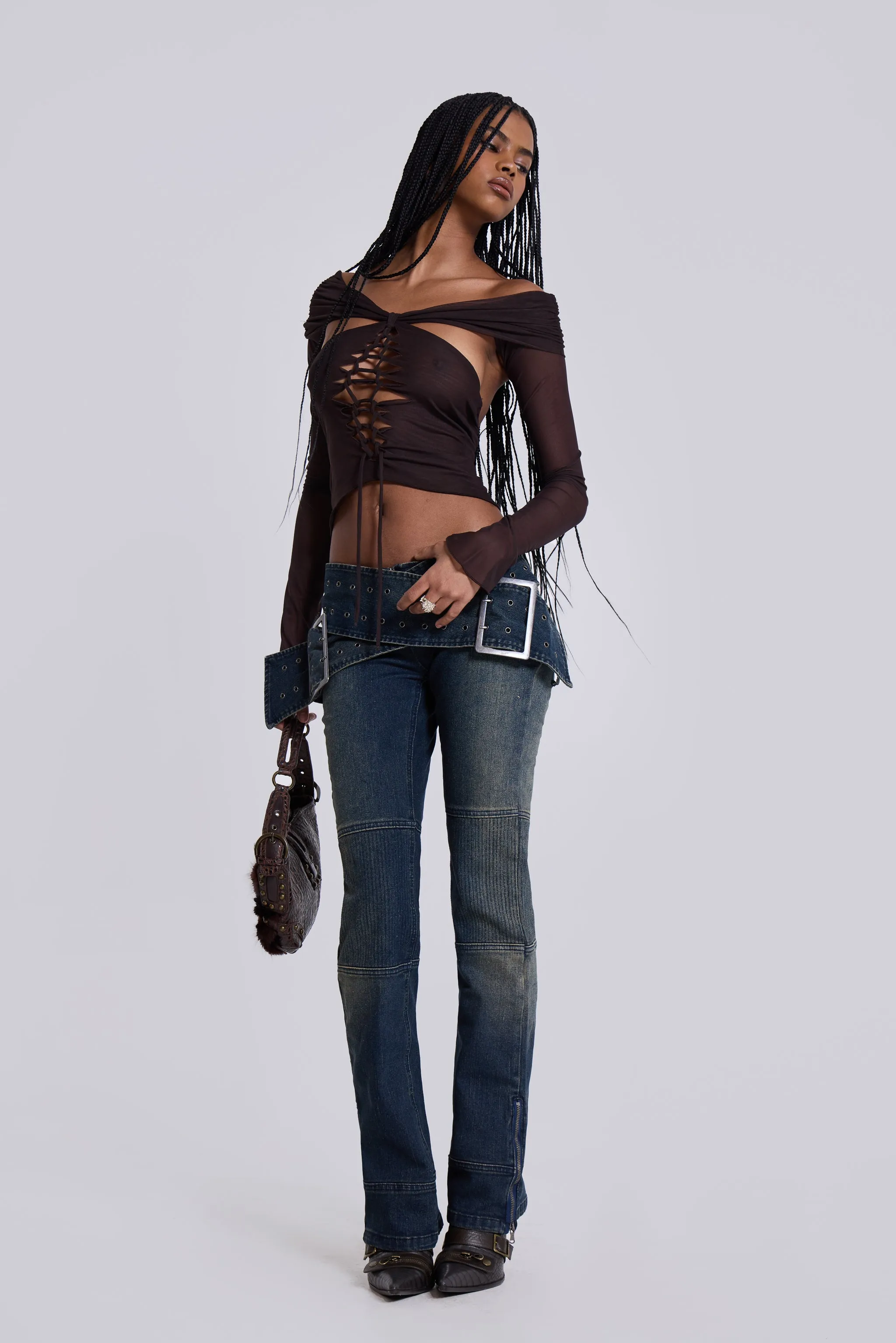 Bianca Macrame Off Shoulder Mesh Top sold by Jaded London product image thumbnail 5