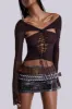 Bianca Macrame Off Shoulder Mesh Top sold by Jaded London