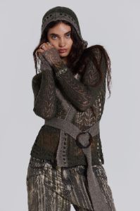 Kyra Hooded Knit Cardigan sold by Jaded London
