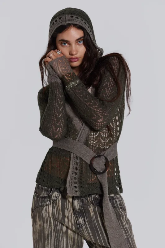 Kyra Hooded Knit Cardigan sold by Jaded London