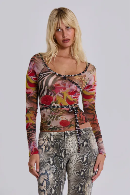 Ascari Vintage Mesh Wrap Top sold by Jaded London