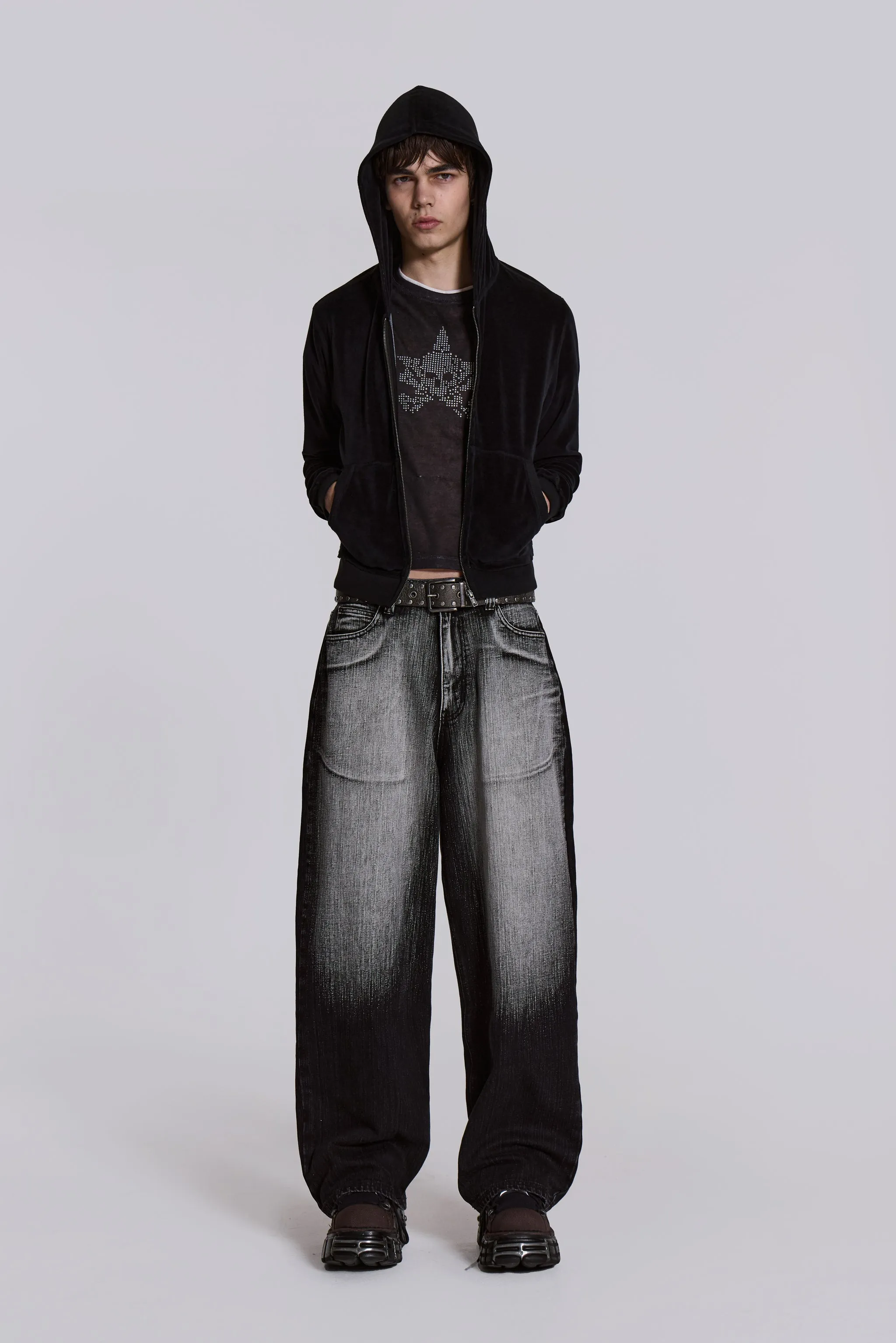 Black Velour Mini Monster Hoodie sold by Jaded London product image thumbnail 2