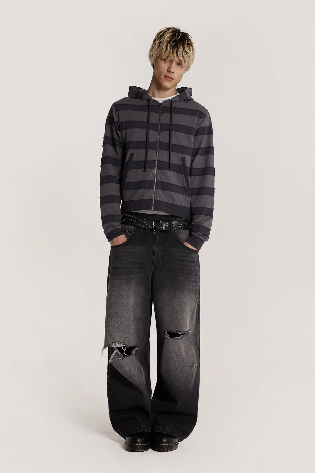 Siege Stripe Zip Up Hoodie sold by Jaded London product image thumbnail 2