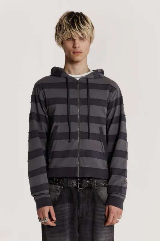 Siege Stripe Zip Up Hoodie sold by Jaded London