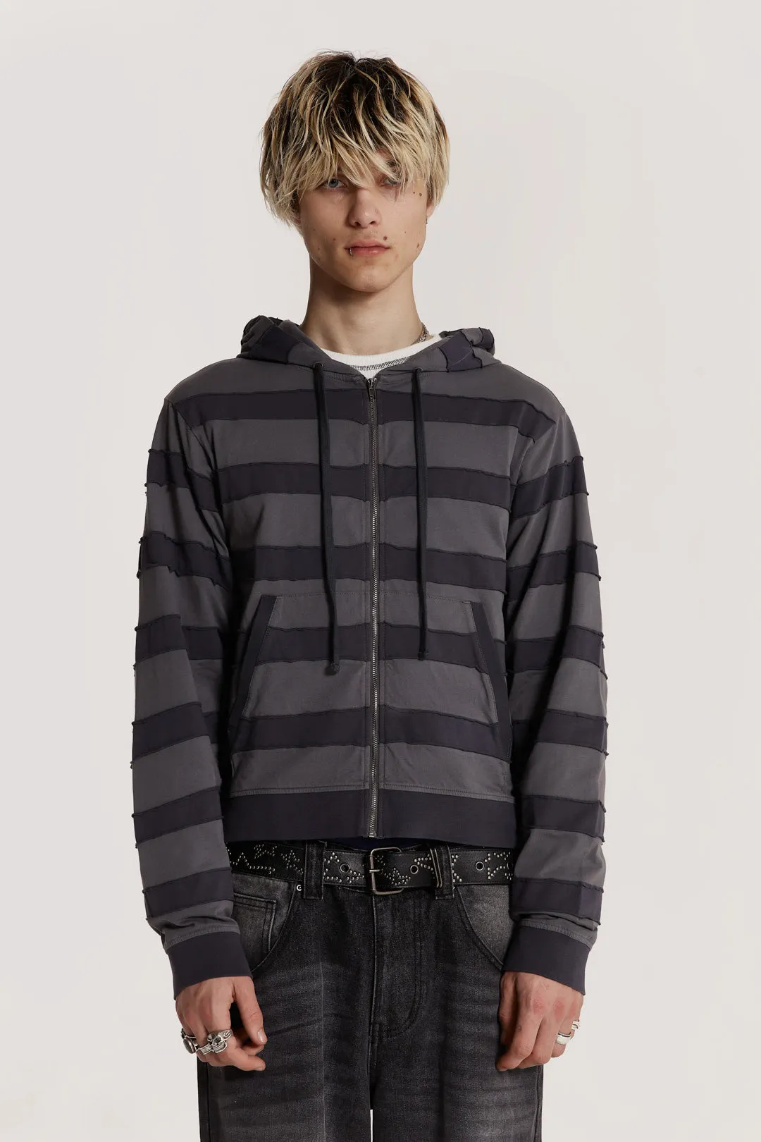 Siege Stripe Zip Up Hoodie sold by Jaded London