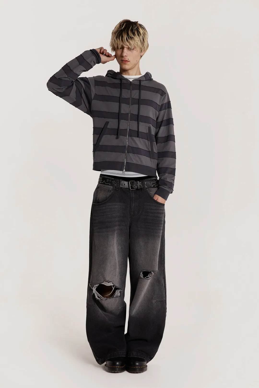 Siege Stripe Zip Up Hoodie sold by Jaded London product image thumbnail 3