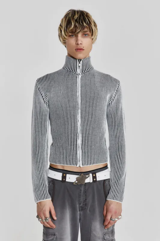 Shadow White Lucid Knit Track Top sold by Jaded London