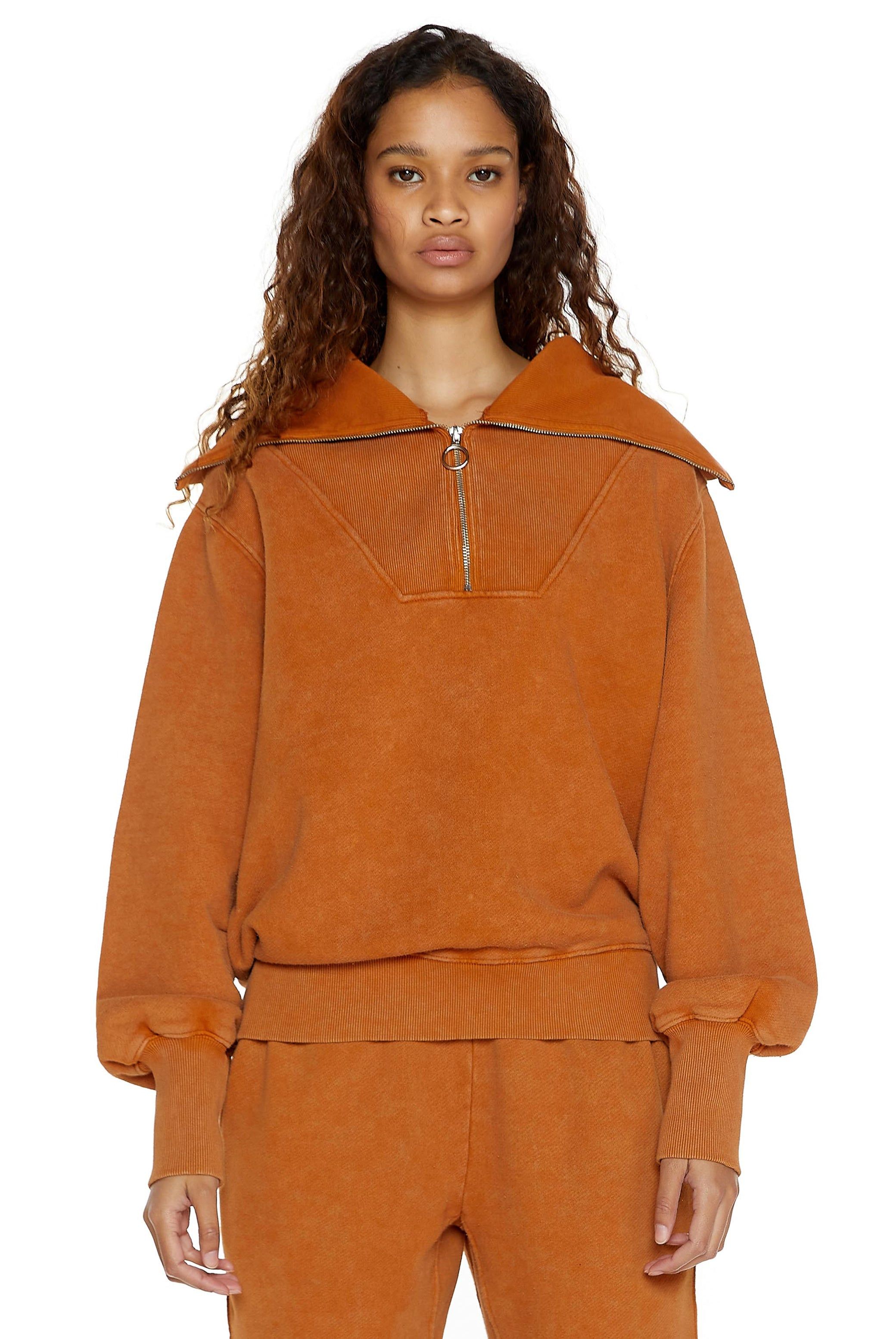 NTRLS Rust Orange Quarter Zip Sweatshirt sold by Jaded London