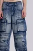 Light Wash Apex Denim Cargos sold by Jaded London