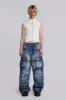 Light Wash Apex Denim Cargos sold by Jaded London