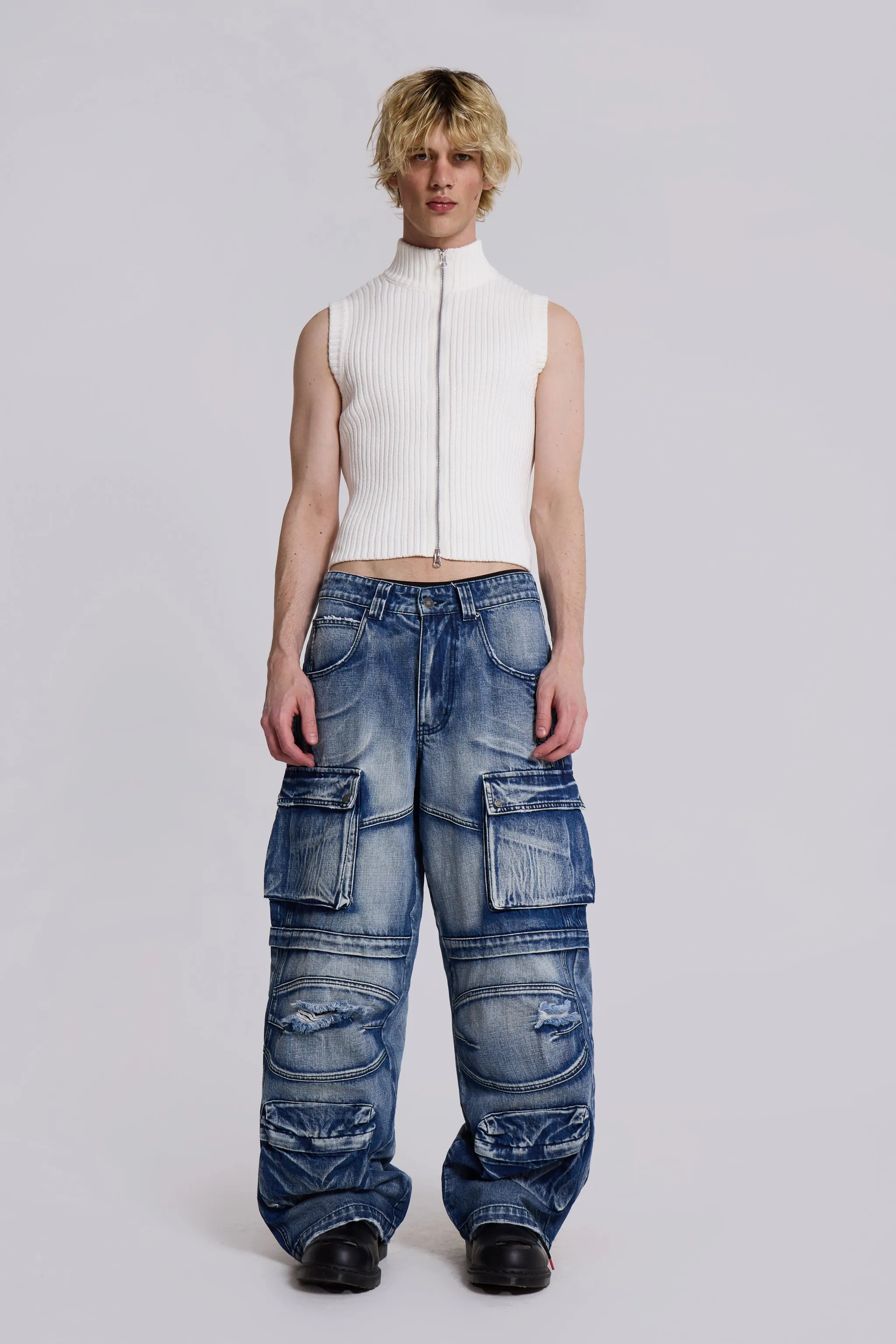 Light Wash Apex Denim Cargos sold by Jaded London product image thumbnail 2