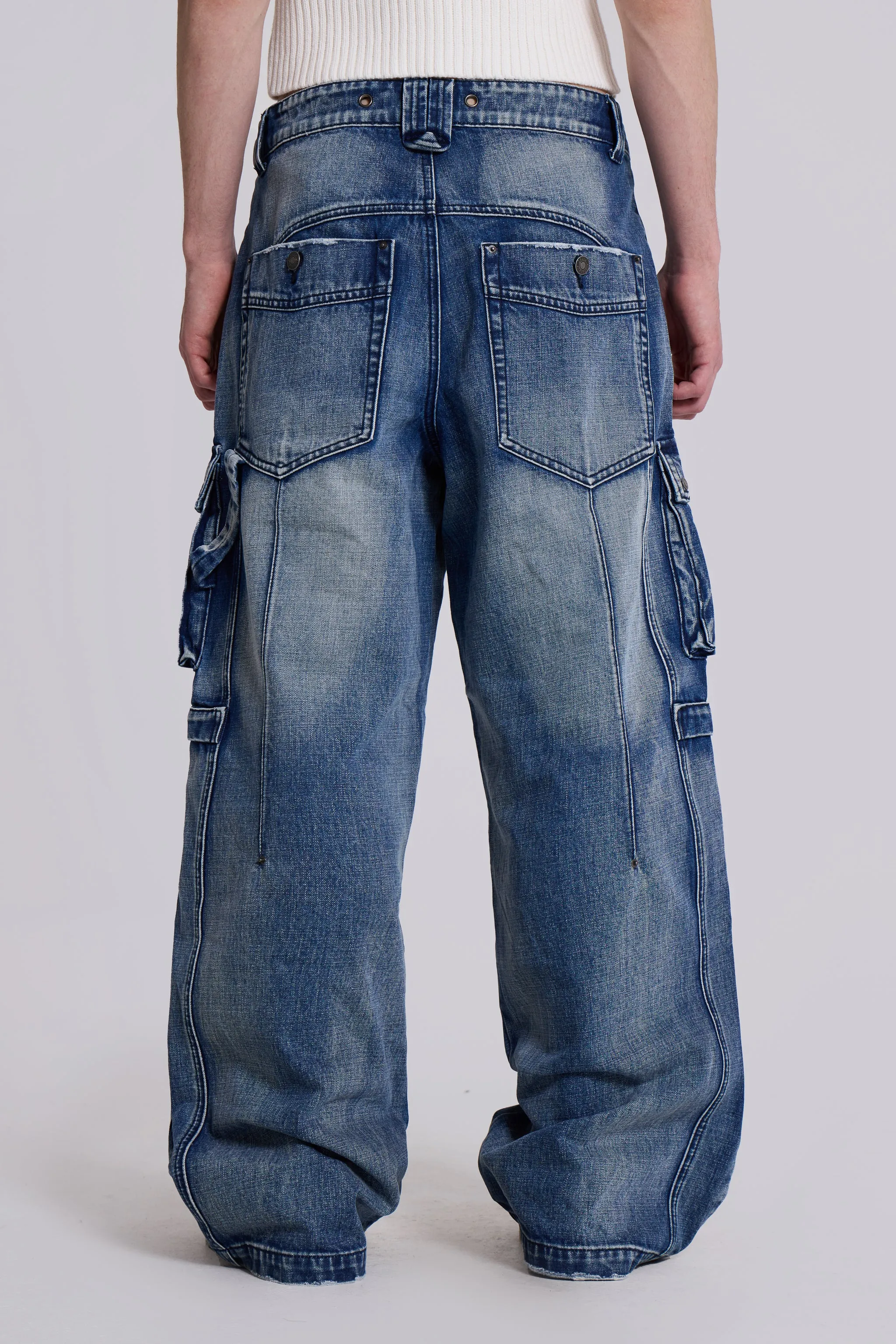 Light Wash Apex Denim Cargos sold by Jaded London product image thumbnail 4