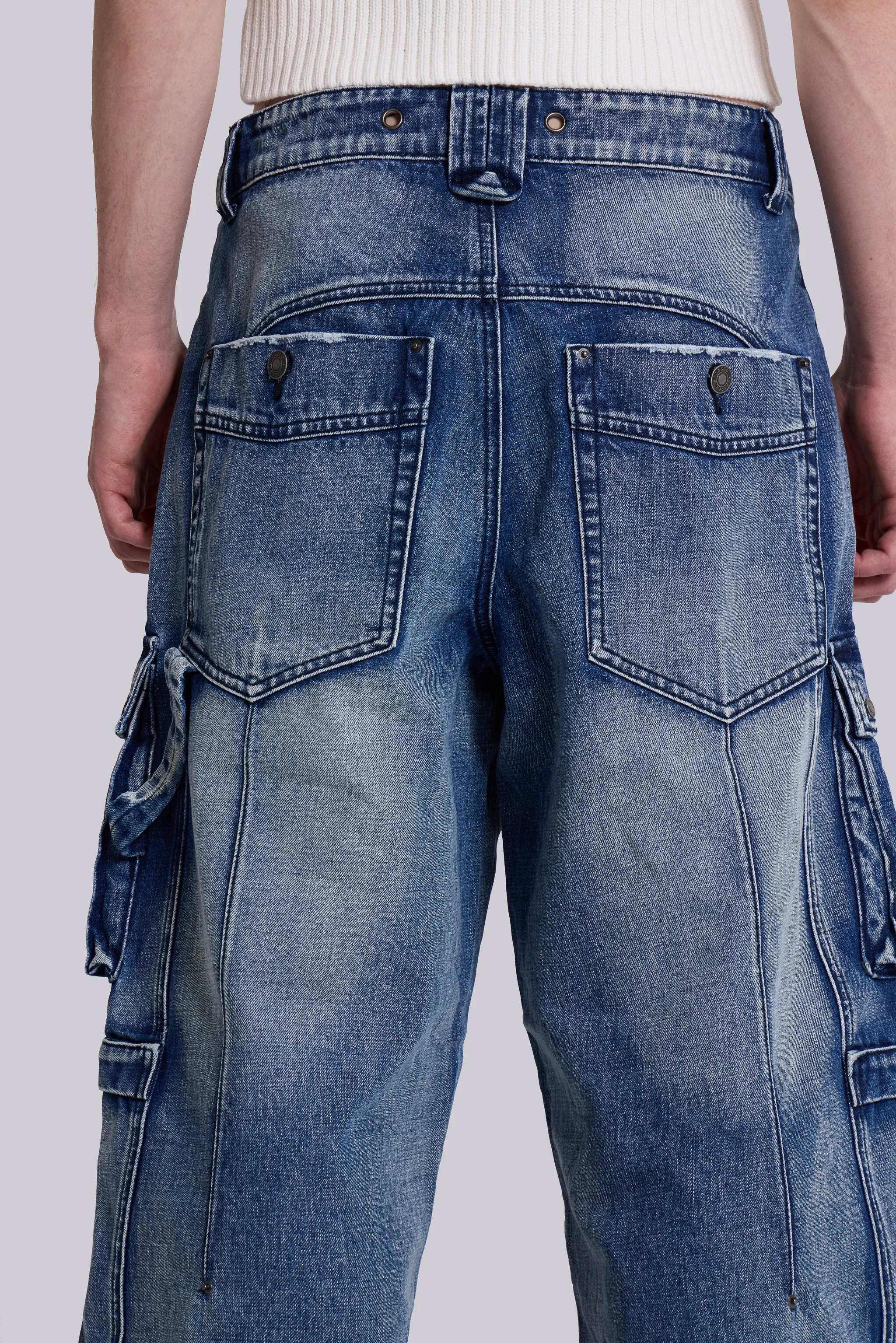 Light Wash Apex Denim Cargos sold by Jaded London product image thumbnail 5