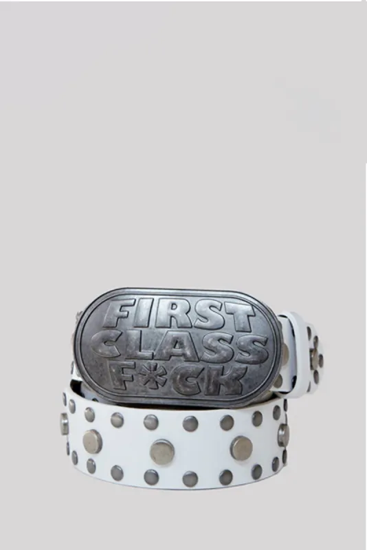 First Class White Leather Belt sold by Jaded London