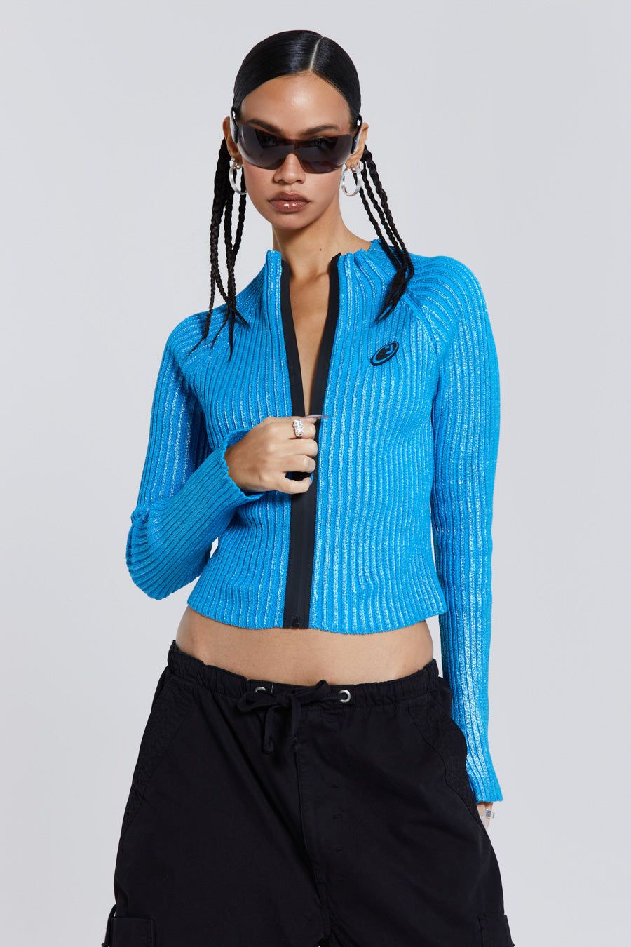 Steel Metallic Knitted Zip Cardigan sold by Jaded London product image thumbnail 6