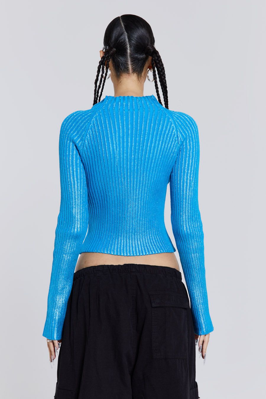 Steel Metallic Knitted Zip Cardigan sold by Jaded London product image thumbnail 7