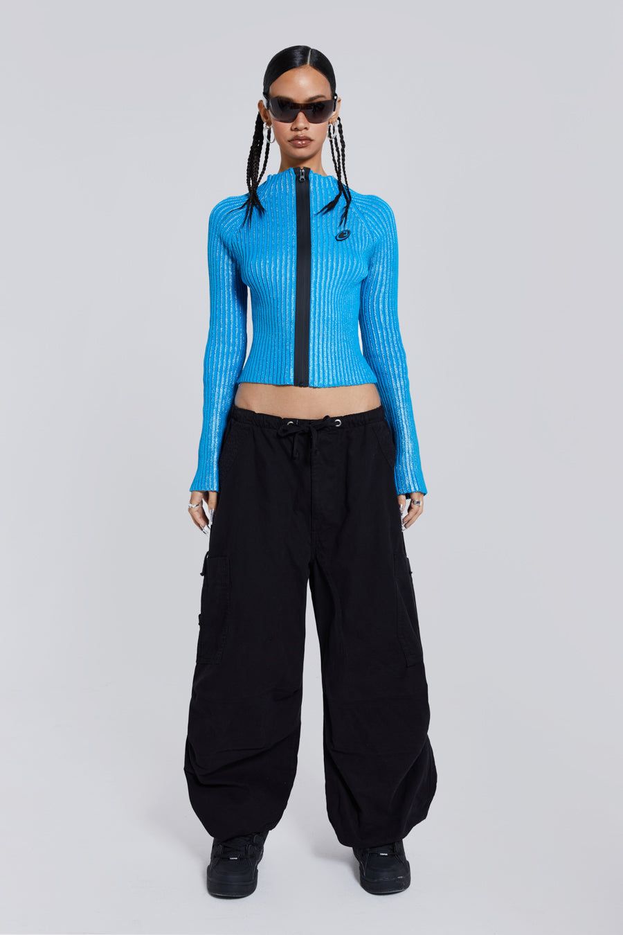 Steel Metallic Knitted Zip Cardigan sold by Jaded London product image thumbnail 8