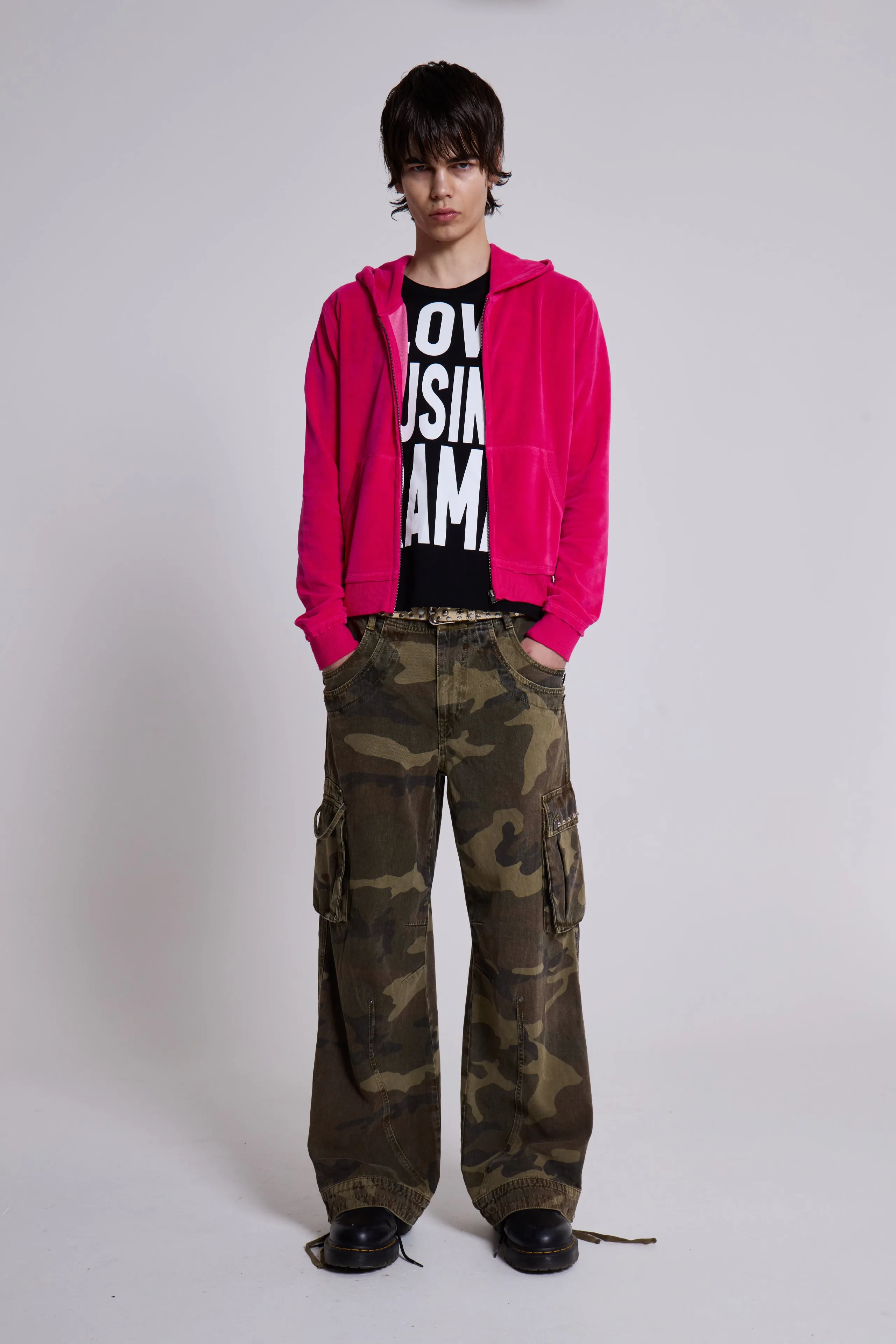 Low Life Hot Pink Velour Hoodie sold by Jaded London product image thumbnail 3
