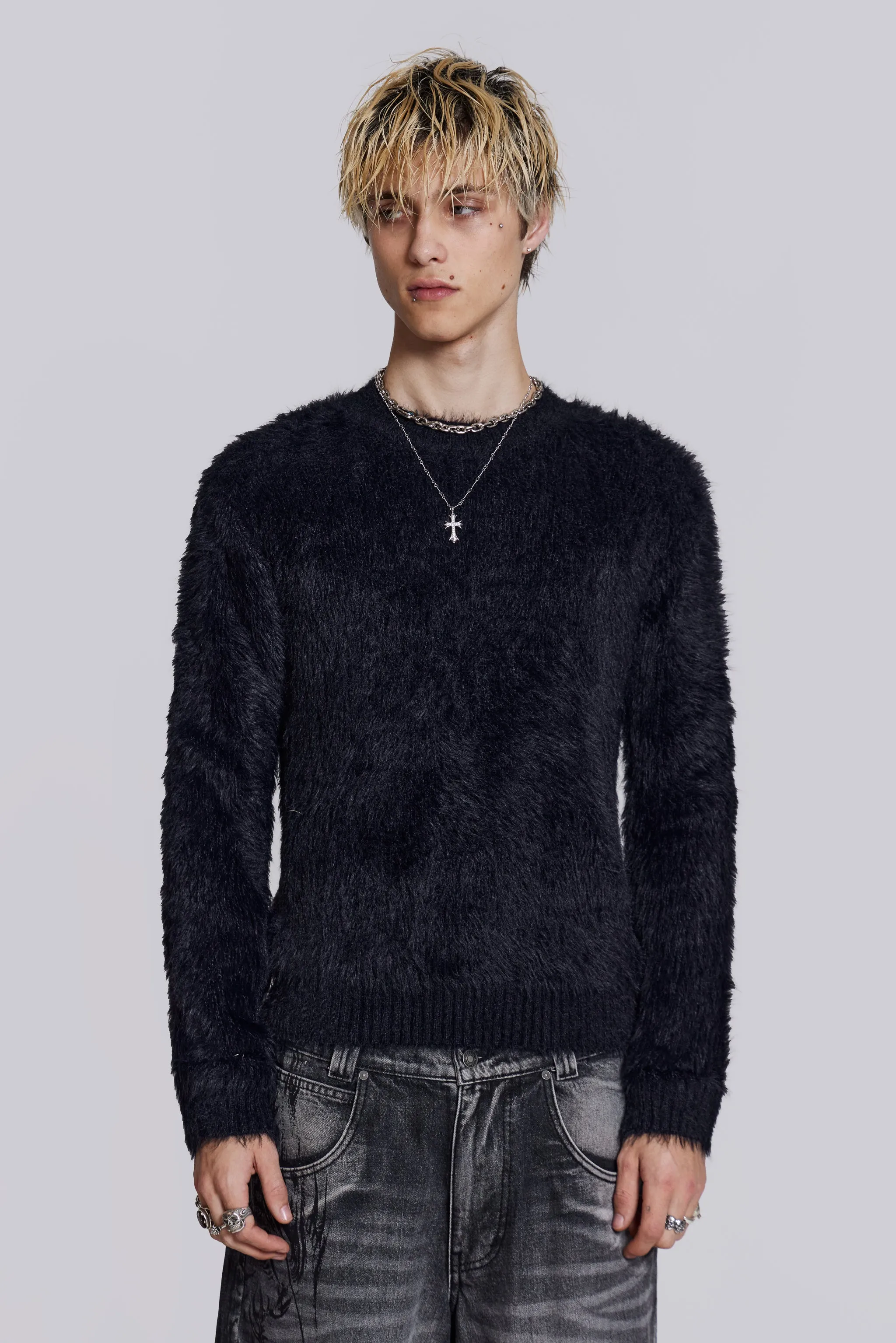 Black Ominous Knit Jumper sold by Jaded London