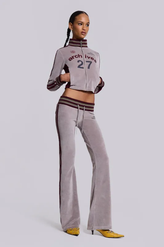 27 Velour Low Rise Bootcut Trousers sold by Jaded London
